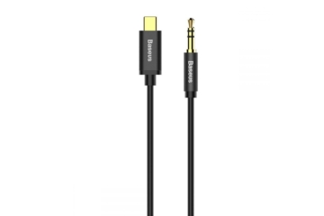 BASEUS M01 audió kábel (3.5mm - Type-C, 3 pólusú jack csatlakozó, 120cm, AUX) FEKETE