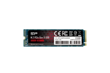 Silicon Power SSD - 512GB A80 (r:3400 MB/s; w:3000 MB/s, NVMe 1.3 támogatás, M.2 PCIe Gen 3x4)