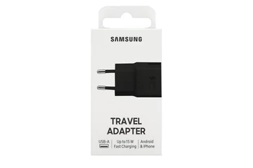 SAMSUNG hálózati töltő USB aljzat  gyorstöltés támogatás (5V / 2000 mA, 15W) EP-TA20EBENGEU FEKETE