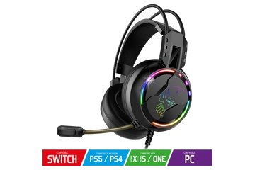Spirit of Gamer PRO H7 RGB világítós gamer fejhallgató, MultiPlatform headset mikrofonnal (MIC-PH7)