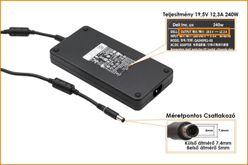 Dell PA-9E 19.5V 12.3A 240W gyári új töltő (FHMD4, GA240PE1-00)