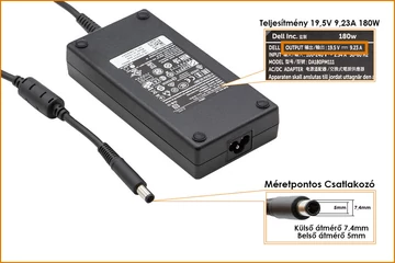 Dell 19.5V 9.23A 180W gyári új töltő (HA180PM180, 03XYY8)