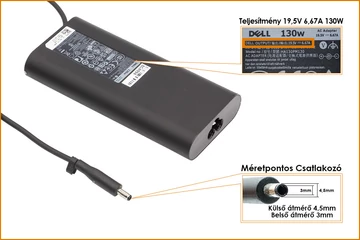 Dell 19.5V 6.7A 130W gyári új töltő (4,5mmx3mm) (06TTY6, RN7NW)
