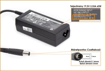 HP Compaq ED494AA 19.5V 3.33A 65W center-pin, középső tüskés gyári új töltő (391172-001, 391172-001)
