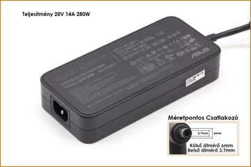 Asus 20V 14A 280W gyári új töltő (ADP-280BB B, 0A001-00800800)