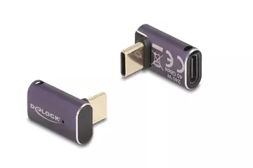 Delock USB Adapter 40 Gbps USB Type-C  PD 3.1 240 W csatlakozódugóval - csatlakozóhüvellyel, ívelt 8K 60 Hz fém