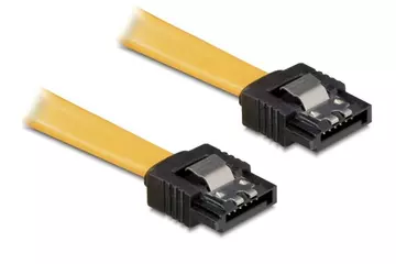 Delock SATA kábel, 10cm egyenes-egyenes, fém, sárga