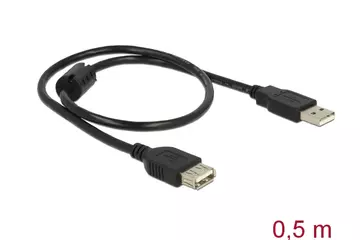 Delock USB2.0 hosszabító kábel A-tip. dugó > A-tip aljzat csatlakozókkal, 0.5m