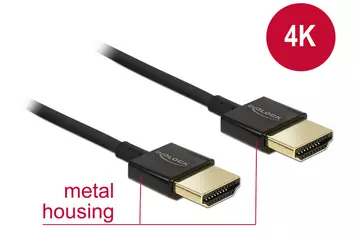 Delock Nagysebességű HDMI-kábel Ethernettel - HDMI-A > HDMI-A, 3D,4K, 4,5 m, aktív,vékony, prémium