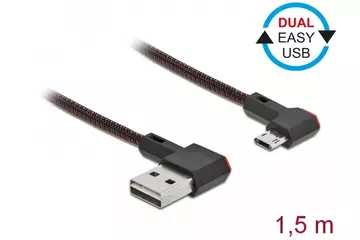 Delock EASY-USB 2.0 kábel A-típusú csatlakozódugó - EASY-USB Micro-B típusú csatlakozódugó, ívelt ba