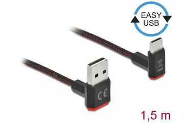 Delock EASY-USB 2.0 kábel A-típusú csatlakozódugó - USB Type-C  csatlakozódugó, ívelt felfelé / lefe