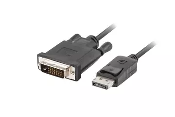 Lanberg Displayport male V1.2 - DVI-D male (24+1) dual link fekete kábel, 1m