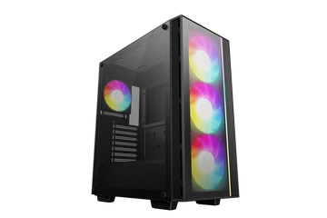 DeepCool Számítógépház - MATREXX55 V4 C (fekete, ablakos, 3x14cm + 1x12cm A-RGB venti, ATX, 1xUSB3.0, Type-C)
