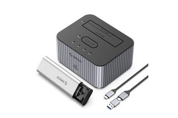 Orico M.2 SSD/HDD Dokkoló - IT28E-C-EU (M.2 NVMe + 2,5"/3,5" HDD -> USB-A/C, Klón funkció, Max.: 10Gbps, szürke)