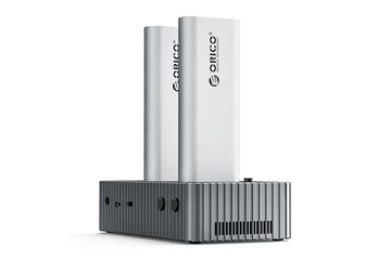 Orico M.2 SSD Dokkoló - IT28N-C-EU (2xM.2 NVMe -> USB-A/C, Max.: 8 TB, Klón funkció, Max.: 40Gbps, szürke)