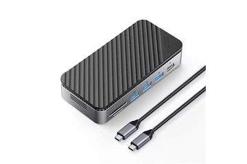 Orico Notebook Dokkoló - M2P11-BK (Bemenet: USB-C, Kimenet: HDMI/DP/USB-A+C/RJ45/M.2/PD100W, sötétszürke)