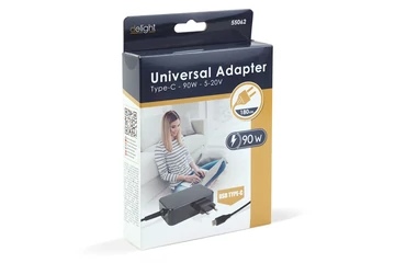 Delight Type-C (USB-C) adapter 90W (55062), DC 5-20V, 1,8 m - fekete