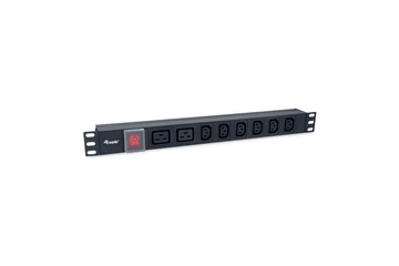 Equip Hálózati Elosztó - 333316 (C20, 6x C13 + 2x C19 , Rack 1U, 1,8m kábel, fekete)