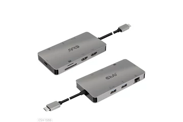 Club 3D USB Hub - CSV-1593 (3.1 USB-C Gen 1 to 2xHDMI, 2xUSB-A 3.2 Gen 1, USB-C 3.2 Gen 1, SD, Micro SD, RJ45, 4K60Hz)