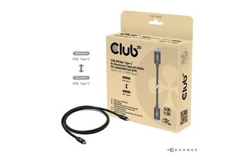 Club 3D Kábel - CAC-1570 (USB4 Type-C, 240W PD, 80Gbps, 8K240Hz, 4K540Hz, Bidirectional, 1,2m, fehér)