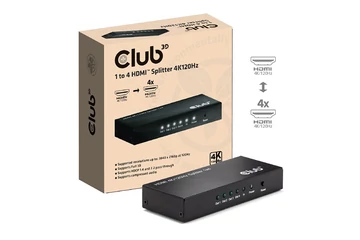 Club 3D Splitter - CSV-1385 (1 to 4 HDMI, 4K120Hz, 3D, HDCP 1.4/2.2, Audio, 6Gbps)