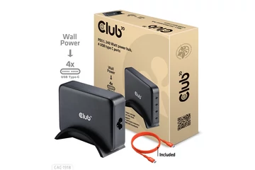 Club 3D Hálózati Töltő - CAC-1918 (240W GaN, 4x USB-C, PD3.1, 4 csatlakozó)