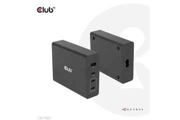 Club 3D Hálózati Töltő - CAC-1906 (132W GaN, 2x USB-A, 2x USB-C, PD3.0, 4 csatlakozó)