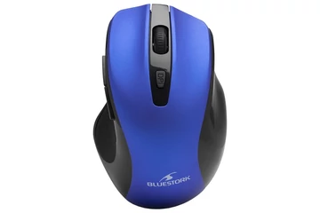 Bluestork Vezeték nélküli Egér - M-WL-OFF75-BLUE (Rechargeable, 1600 DPI, 6 gomb, optikai, kék)