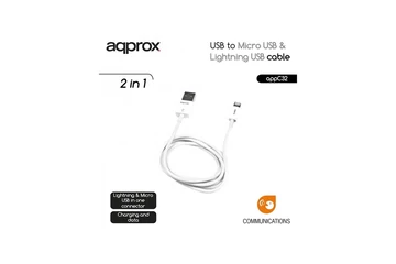 APPROX Kábel - USB to Micro USB & Lightning USB cable (Apple, iPhone, iPad)