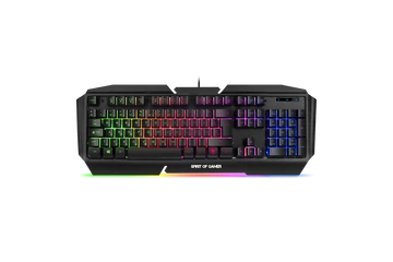 Spirit of Gamer Billentyűzet - PRO-K5 (105 gomb, Fém felső rész, RGB LED, USB, 19 anti-ghost, fekete, magyar)
