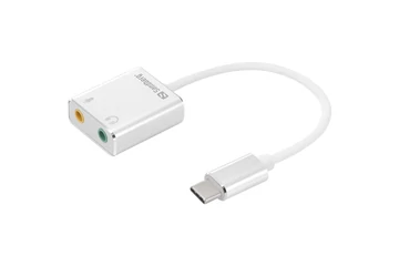 Sandberg Átalakító Kábel - USB-C to Sound Link (USB-C, 2x 3,5 mm jack, fehér)