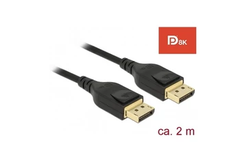 Delock Kábel - 85660 (Displayport > Displayport, apa/apa, 8K@60Hz, 8K tanúsítvánnyal, 2m)