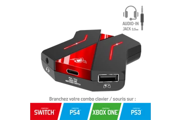Spirit of Gamer Egér/Billentyűzet adapter konzolokhoz - SOG-CONV2 (Audio, 3x USB-A, 2x USB-C, Nintendo/PS4/PS3/Xbox One)