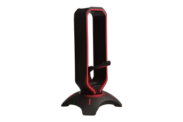 Rampage Fejhallgató állvány - RM-H66 GUARD (fekete, műanyag, USB HUB, Egérkábel tartó, RGB)