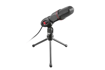 Trust Mikrofon - GXT 212 Mico (Studió design; 3,5mm jack + USB adapter; 180cm kábel; állvány; fekete-vörös)
