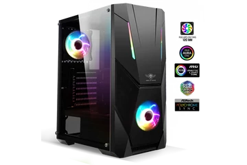 Spirit of Gamer Számítógépház - Rogue V RGB (fekete, ablakos, 8x12cm ventilátor, alsó táp,  ATX, 1xUSB3.0, 2xUSB2.0)