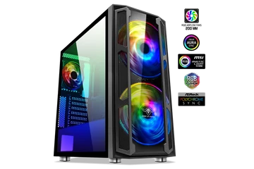 Spirit of Gamer Számítógépház - GHOST 5 RGB (fekete, ablakos, 2x20cm, 4x12cm ventilátor, ATX, mATX, 2xUSB3.0, 1xUSB2.0)