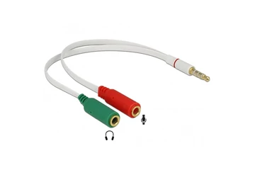 Delock Átalakító - 65447 (sztereó jack apa 3.5 mm > 2 x sztereó jack anya 3.5 mm 4 pines adapter (iPhone))