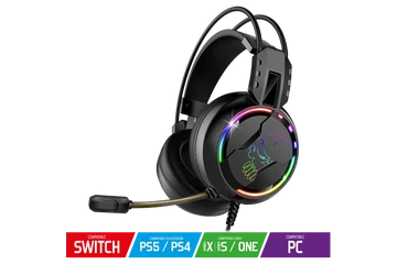 Spirit of Gamer Fejhallgató - PRO-H7 (MultiPlatform, mikrofon, 3.5mm jack, hangerőszabályzó, 2m kábel, fekete)
