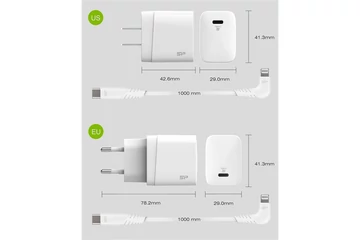 Silicon Power Telefon töltő - QM10 Type-C töltő + LK20CL Type-C -Lightning Kábel (18W töltő, 1m kábel, EU verzió)