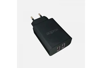 APPROX Telefon töltő - 2db USB2.0, 5V/2.4A, Fekete