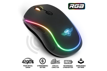 Spirit of Gamer Egér Vezeték nélküli - PRO-M9 (Optikai, 4200DPI, 6 programozható gomb, Max.: 10m, fekete)