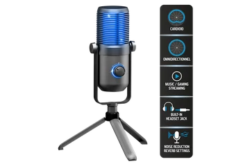 Spirit of Gamer Mikrofon - EKO 900 (USB, Cardioid, Omnidirekcionális, Beépített Jack csatlakozó, zajszűrés, fekete)