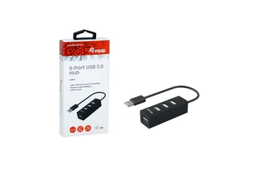 Equip-Life USB Hub - 128955 (4 Port, USB2.0, USB tápellátás, kompakt dizájn, fekete)