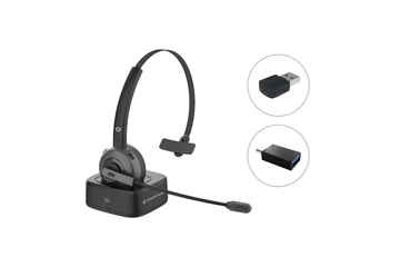 Conceptronic Vezeték nélküli Fejhallgató - POLONA03BDA (BT+ USB adapter, hangerőszabályzó, felhajtható mikrofon, fekete)