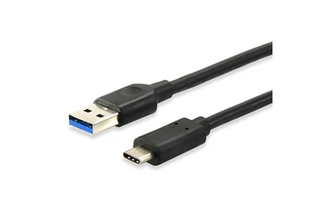 Equip Átalakító Kábel - 128343 (USB-C 3.2 Gen1 to USB-A, apa/apa, fekete, 0,25m)