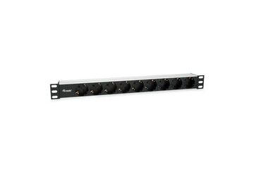 Equip Hálózati Elosztó - 333292 (Schuko, 9 Schuko, Rack 1U, 1,8m kábel, aluminium, fekete)