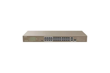Tenda Switch PoE - TEF1126P-24-250W V2.0 (24x100Mbps; 2x1Gpbs; 1xSFP Combo; 24 af/at PoE+ port; 250W)