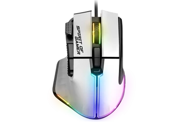 Spirit of Gamer Egér - PRO-M5 Arctic (Optikai, 12800DPI, 1000Hz, 8 gomb, harisnyázott kábel, fehér)