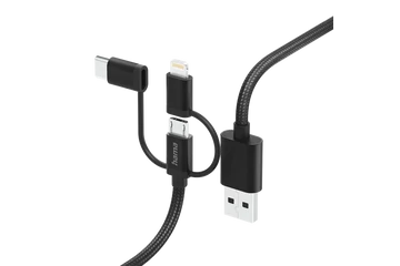 Hama Kábel - 201536 (3in1, Micro USB/USB-C/Lightning, USB 2.0, 1,5m, fekete)